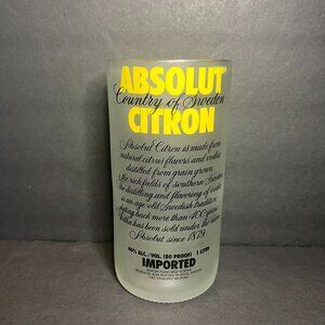 Unique Absolut Citron Vodka Frosted Glass Advertising Bottle Tip Jar Bar Decor